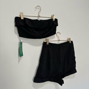 SHEIN Black  Matching Set High Waist Women's Shorts and crop top